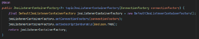 The default JmsListenerContainerFactory implementation, provided by the azure-spring-boot package